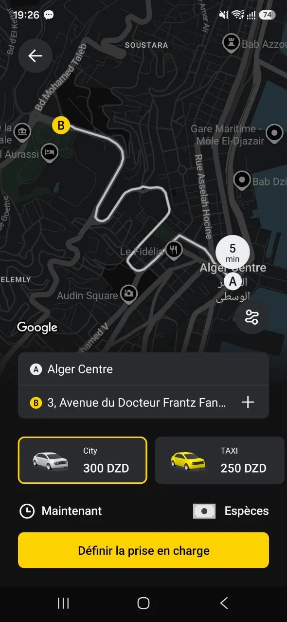 L’application iTAXI : une course dans Alger, avec le prix fixe de la voiture privée et du taxi avant de commander